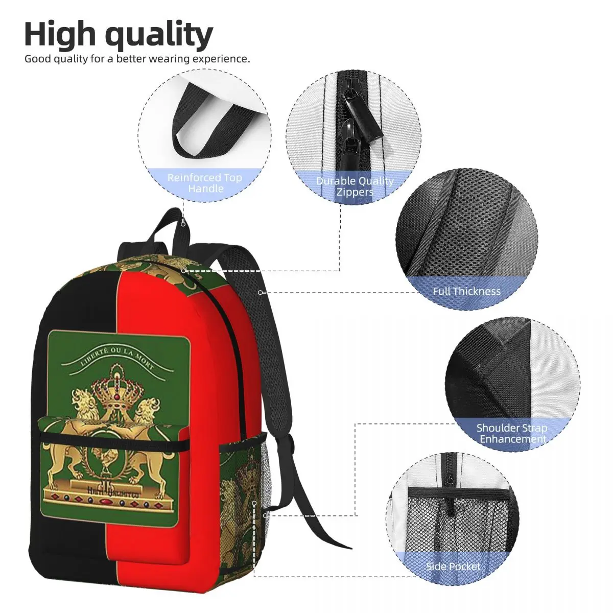 Haitian Independence Flag Student Backpack School Bag Hiking Travel Daypack for Men Women Bookbag Shoulder Bags