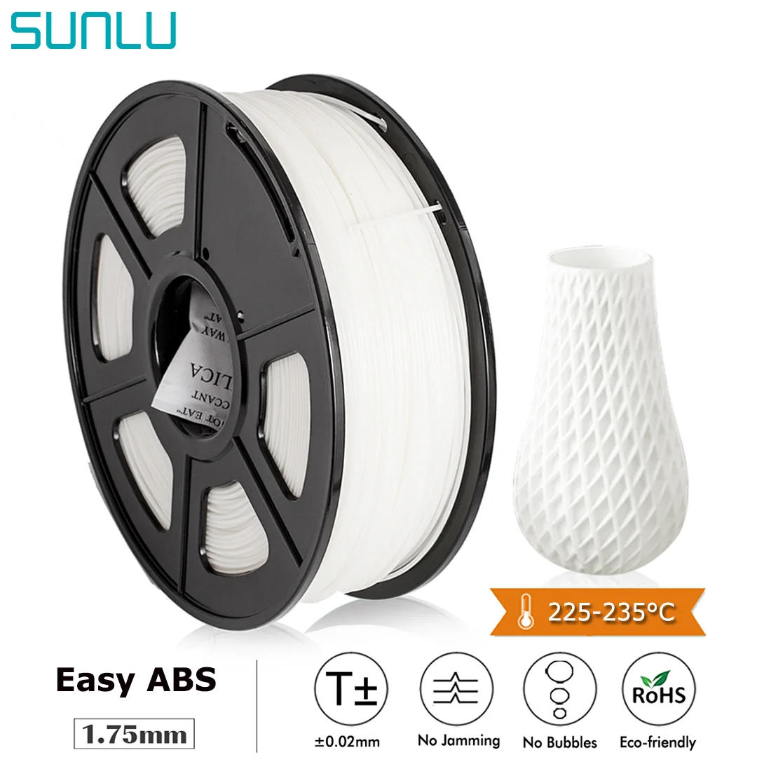 SUNLU Easy ABS 3D Printer Filament 1kg 1.75mm Spool Acrylonitrile Butadiene Styrene Consumables For 3d Printer Model Printing