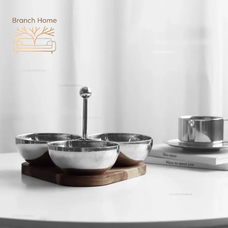 Nordic Light luxury Stainless Steel Triangular Snack Bowl Dim Sum Pallet KTV Desktop Decoration Storage Melon Seed Nut Pallet