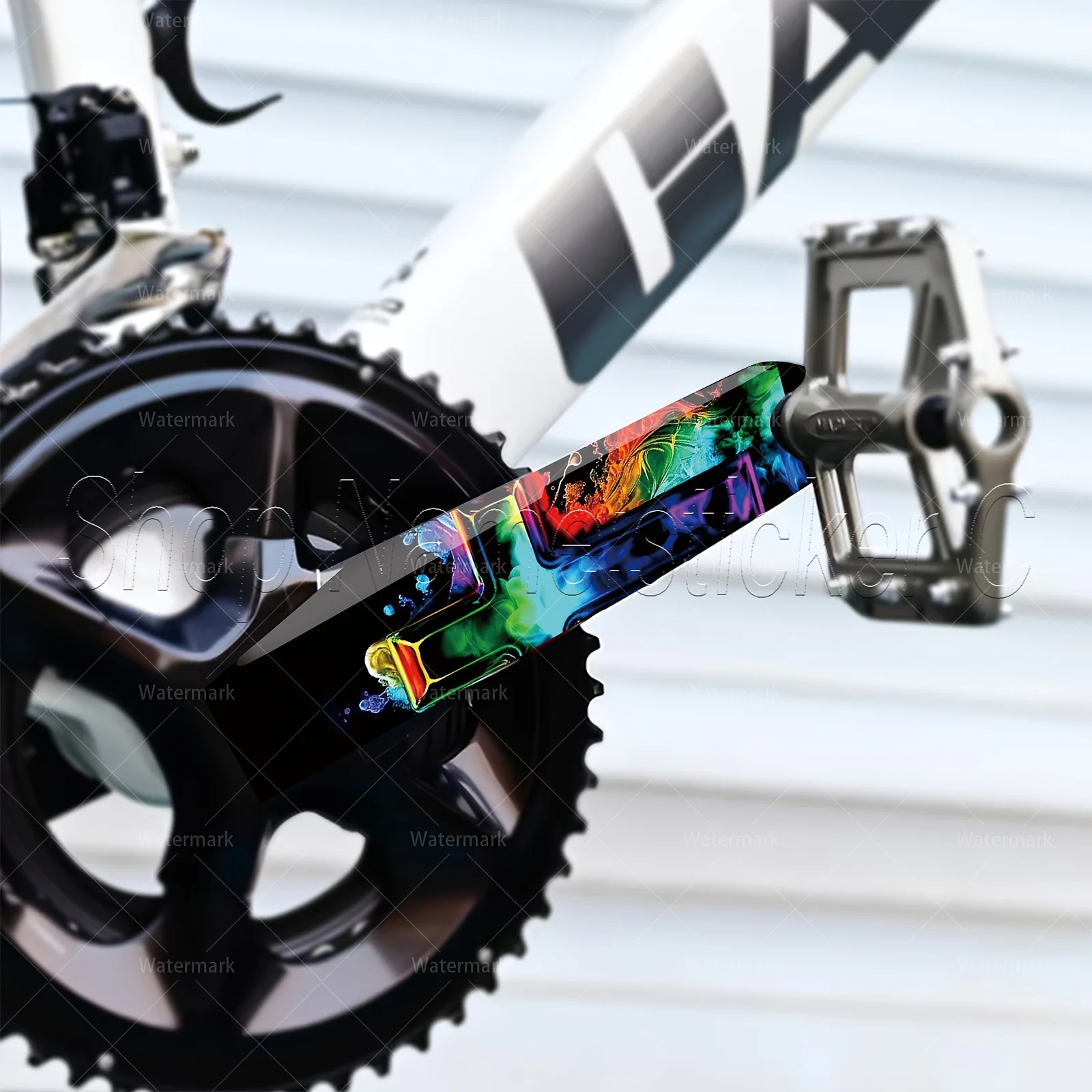 1pair Rainbow Ink Splash Bike Crank Stickers, Waterproof Anti-scratch Decals for MTB & Road Bike