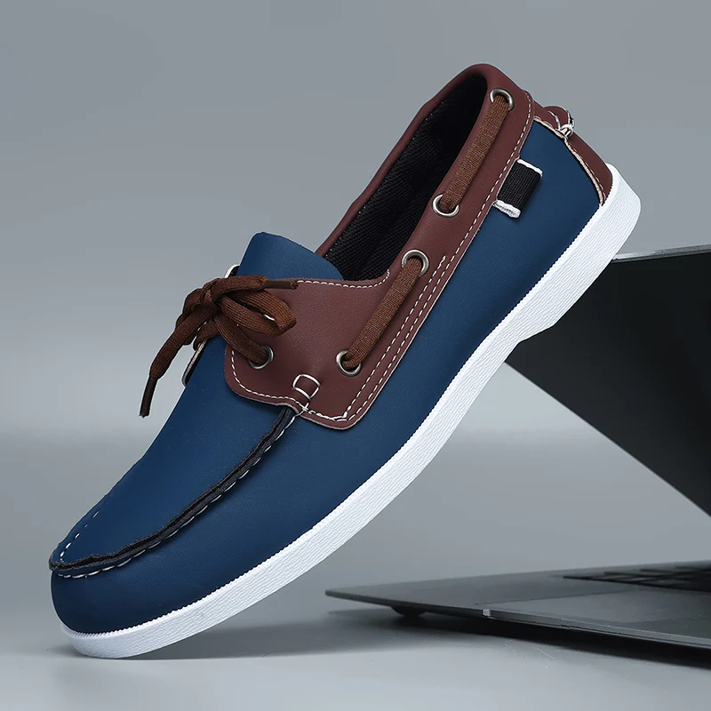 

Mens Casual Shoes Fashion Retro Style Soft Anti Slip Personality Splicing Mens Leather Shoes for Daily Commuting Casual Shoes