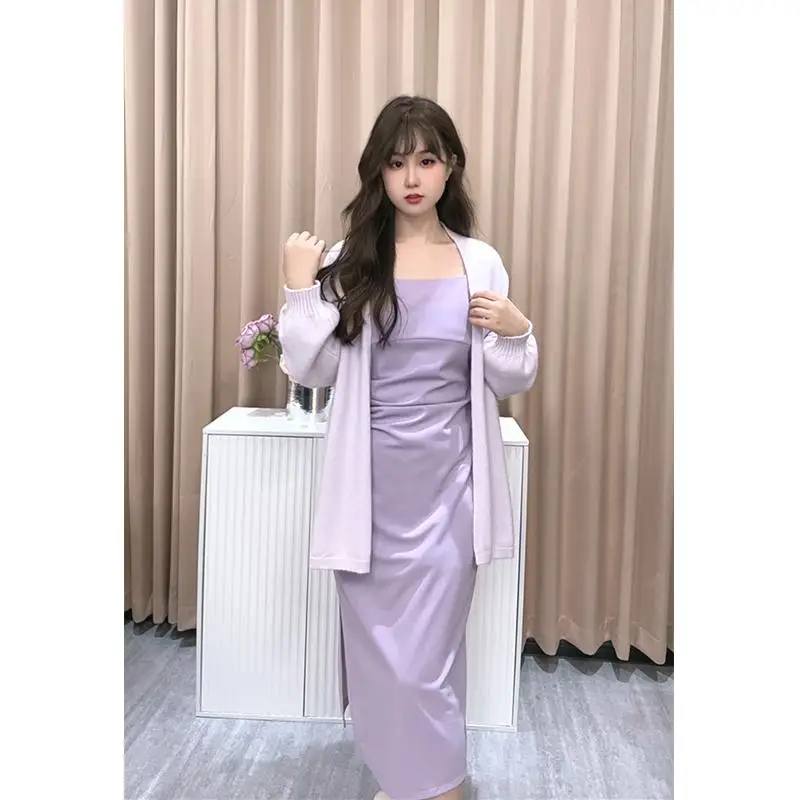 

Новое поступление весны 2024, повседневный открытый кардиган Lazy Sle и Ele, высококачественный комплект с ремешком Dr, комплект из двух предметов, женская мода