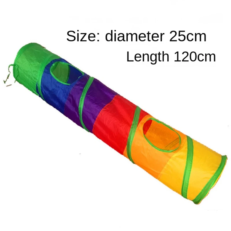 1 Pc Folding Cat Passage Toy Cat Drill Mouth Rainbow Cat Tunnel Color Cat Climb Three-way Roller Dragon Passage Toy