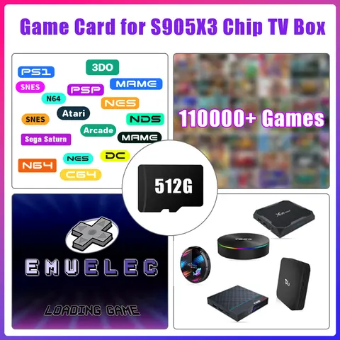 Game TF Card for S905X3 Chip TV Box Retro Game Console with 110000+ Games 70+Emulators for PS1/PSP/N64/DC/MAME/NES/Sega Saturn