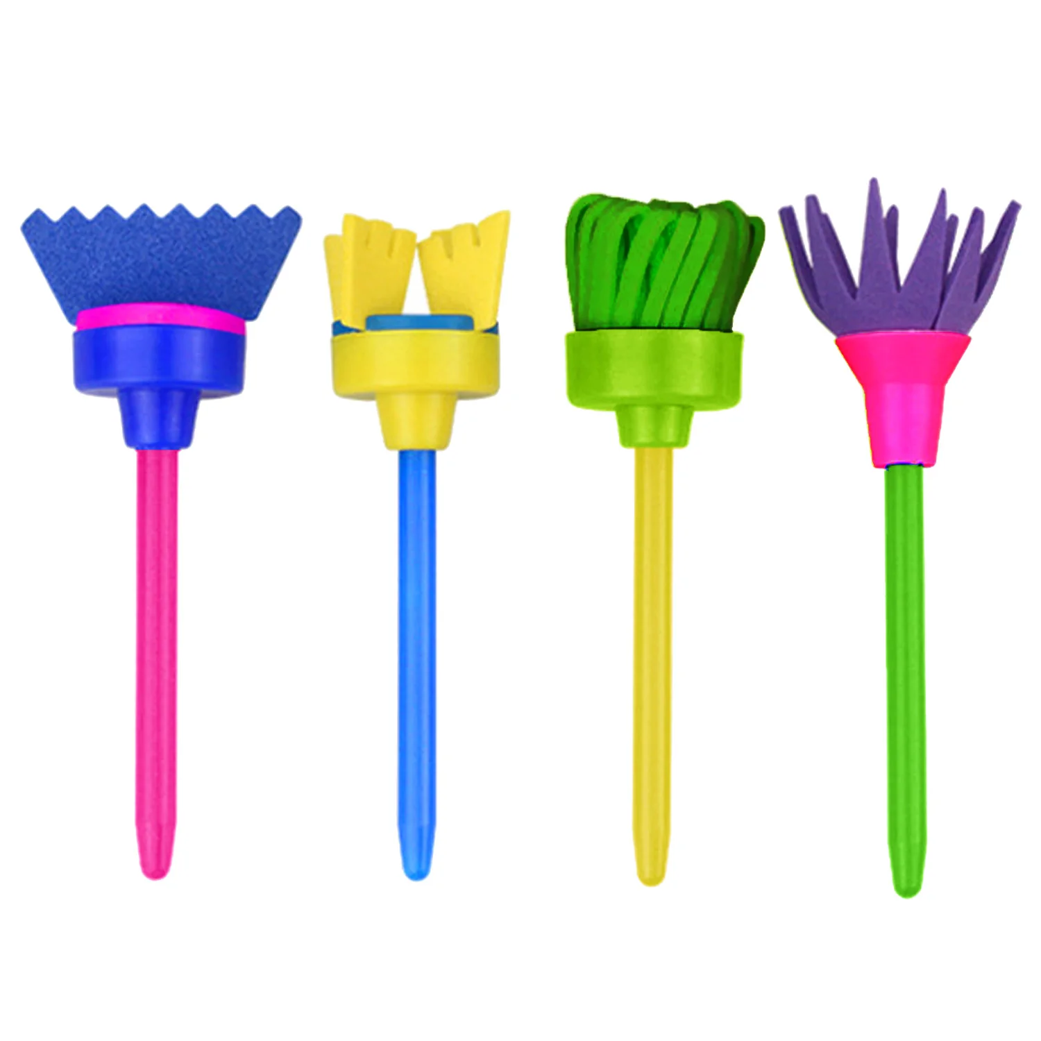 4pcs Mini Painting Foam Sponge Brush Tools for Kids Children Kindergarten Nursery School Early Education Drawing Learning