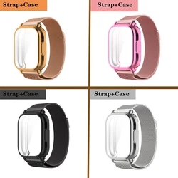 For Redmi Watch 5 Active / 5 Lite 2in1 Strap +Case Stainless Steel Strap Wrist Bracelet Magnetic Buckle Band