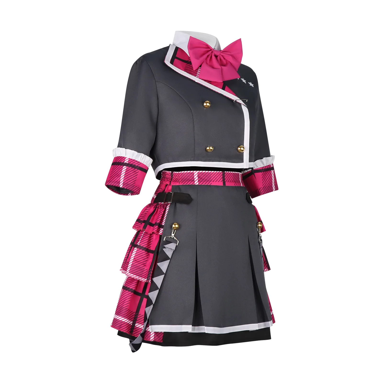 Uniforme xadrez cinza cosplay 2D anime traje personagem traje de desempenho