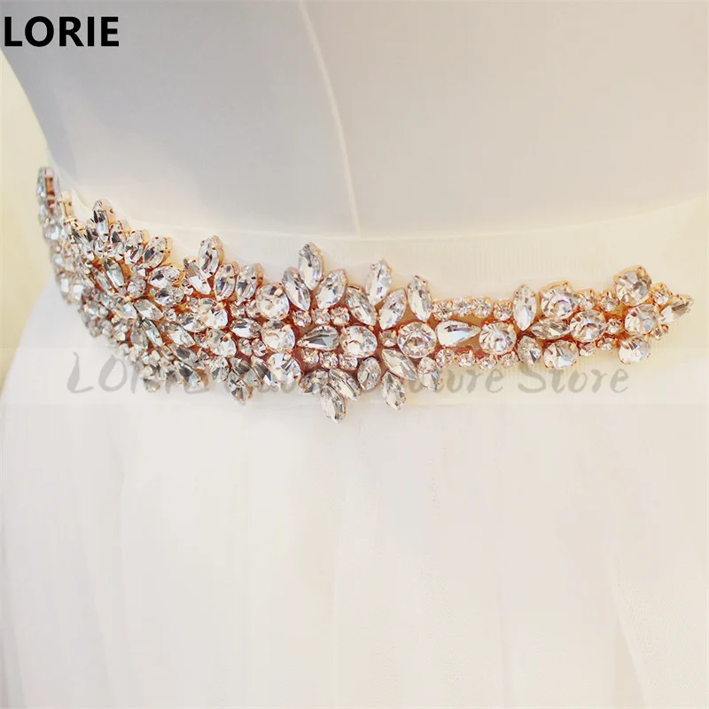 LORIE High End Hand Sewn Rhinestone Symmetrical Bridal Belt With Diamond Shaped Super Shiny Rhinestone Waist Seal Customized