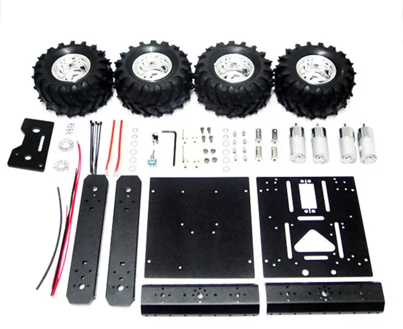 Kit mainan mobil Robot pintar 4WD, kerangka mobil UNTUK Arduino dengan roda 130mm, mainan RC DIY, Kit mainan yang dapat diprogram