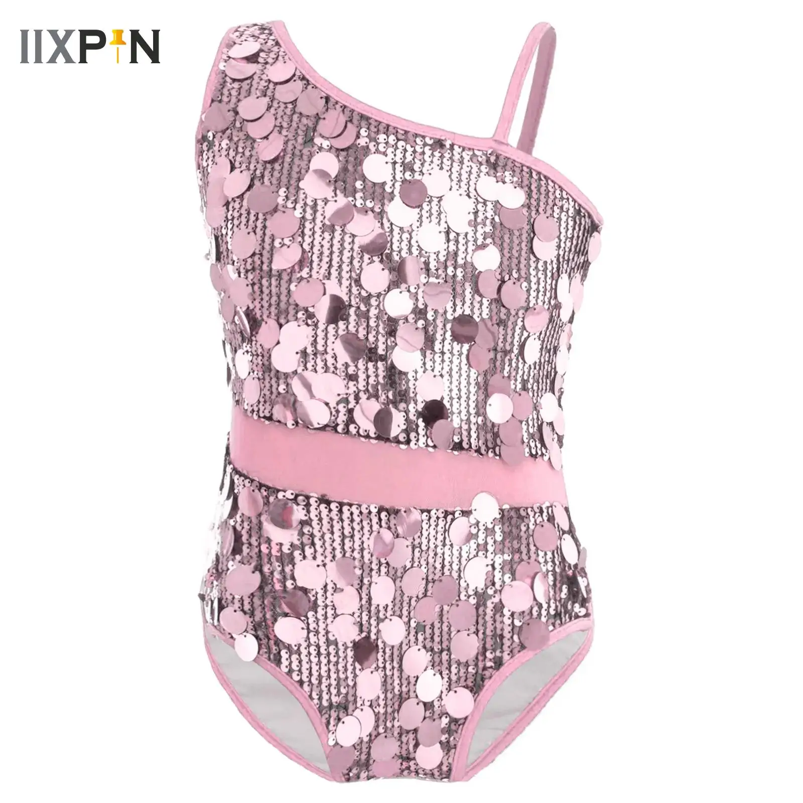 

Girls Jazz Dance Leotard Kids Sparkly Sequins Gymnastic Leotards Jumpsuit Sleeveless Figure Skating Unitard Performance Clothes