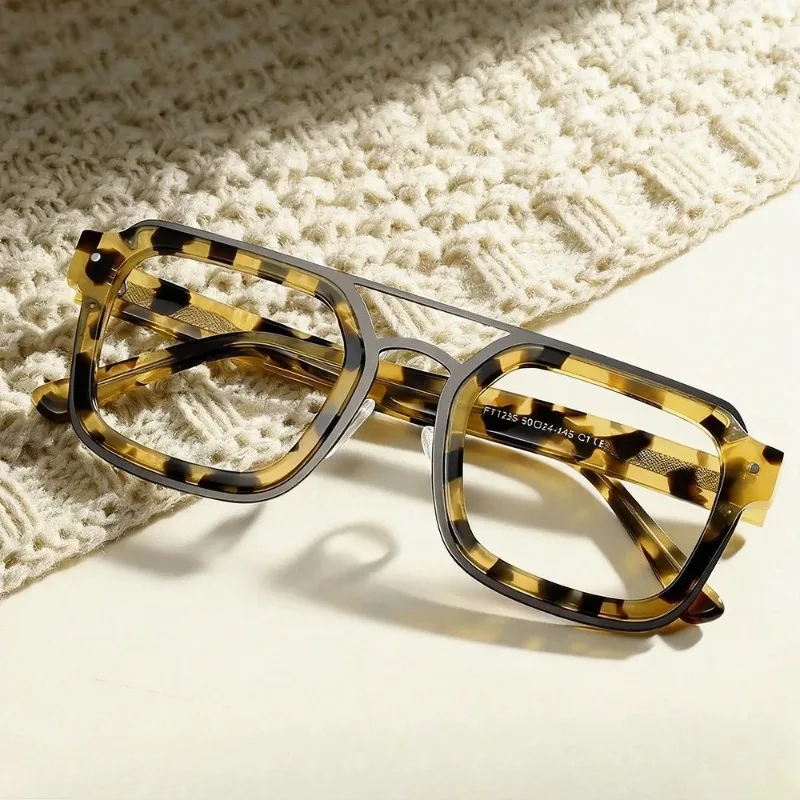 

Double Bridge Square Glasses Men Optical Prescription High-end Custom Eyeglass Frame Women Reading Anti-blue Light Eyewear Man
