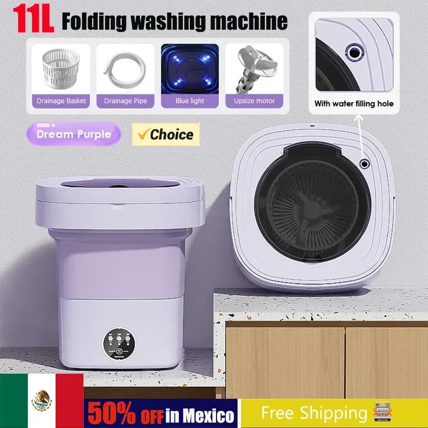 

11L Portable Mini Washing Machine For Clothes Socks Underwear Folding Cleaning Washer Large Capacity Clothes Spin Dryer Bucket