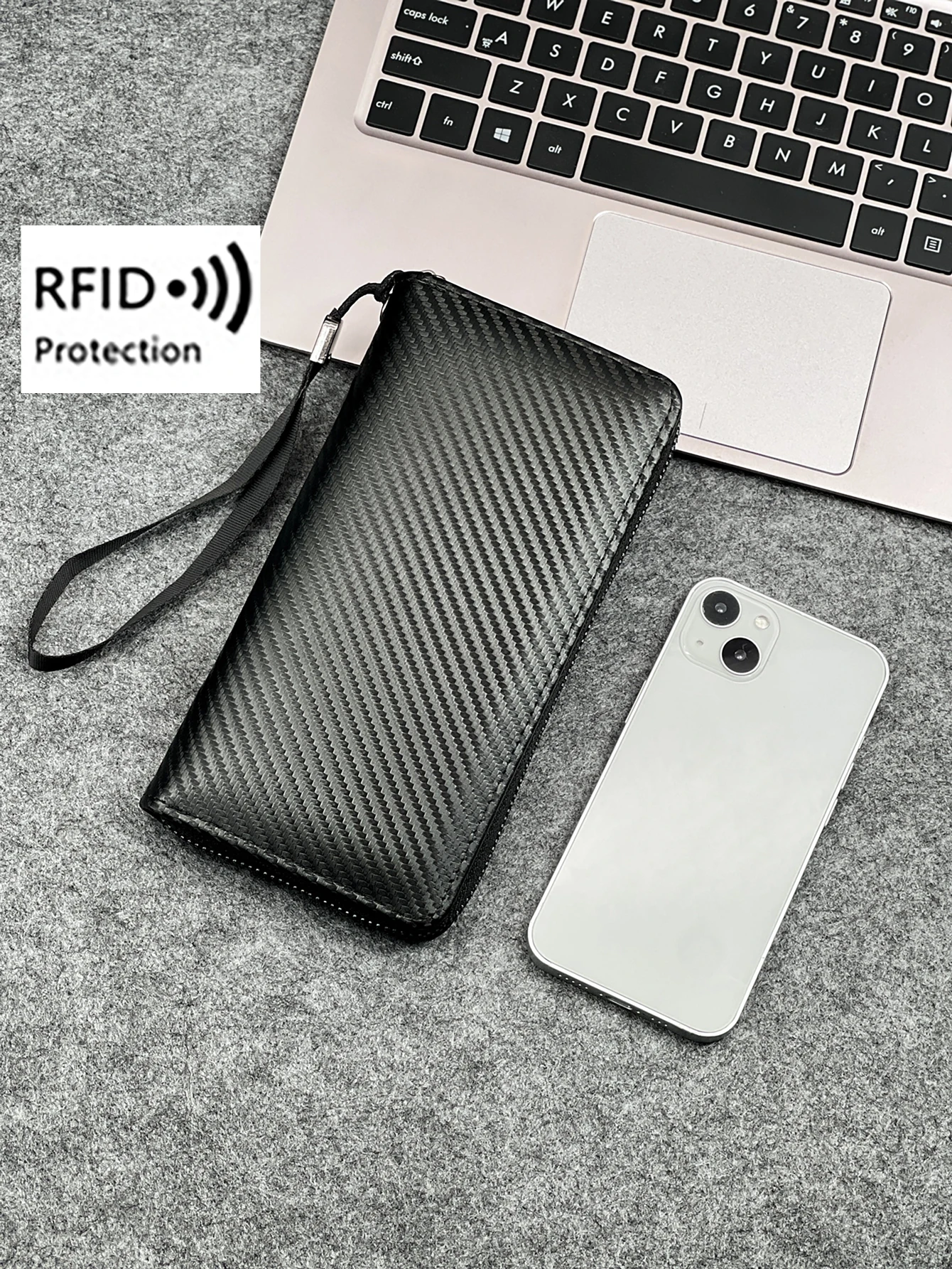 Fashionable Minimalist Carbon Fiber Long Wallet for Men Large Capacity Multi-card Slots Mobile Wallet RFID Wallet