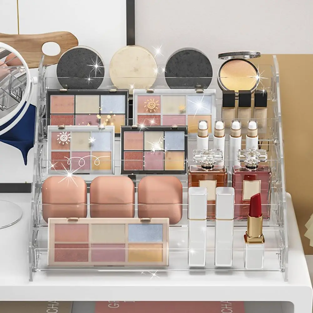 2026 صندوق منظم المكياج صندوق تخزين مكتبي شفاف مع 5 طبقات مقصورات حامل عرض مستحضرات التجميل أحمر الشفاه ظلال العيون #1
