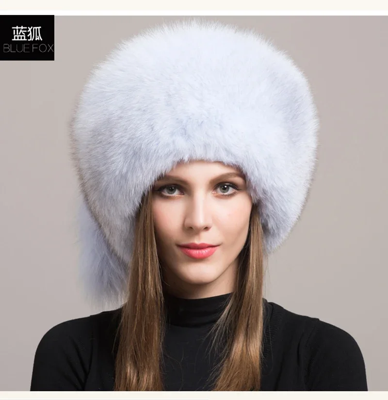 Winter Damen Echtpelz-Mütze Natürliche Modische Fuchspelz-Hüte Kopfbedeckung Russische Outdoor-Kappe Damen Verdickte Warme Pelzmützen – Detail 14