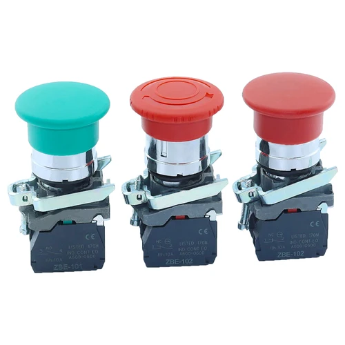 Imagen 2 del producto Nuevo interruptor de botón grueso de Metal XB4, reinicio automático instantáneo, parada de emergencia, avión, interruptor giratorio de 22mm, XB4-BA42 BA31 BA55