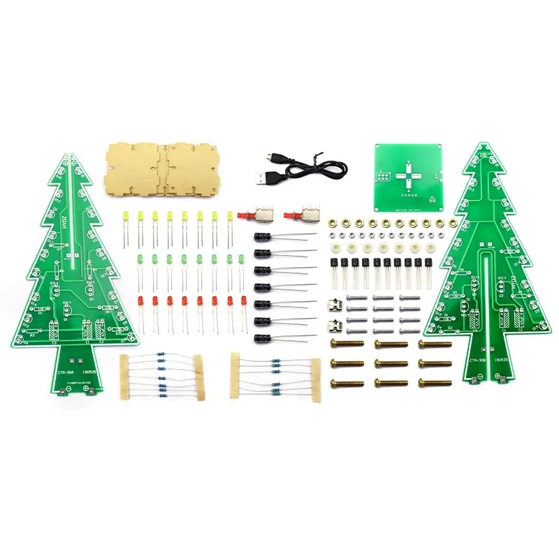 1Set 3D DIY LED Christmas Tree Colorful Easy Making Christmas Tree Electronic Learning Kit Module LED Light DIY Christmas Gift