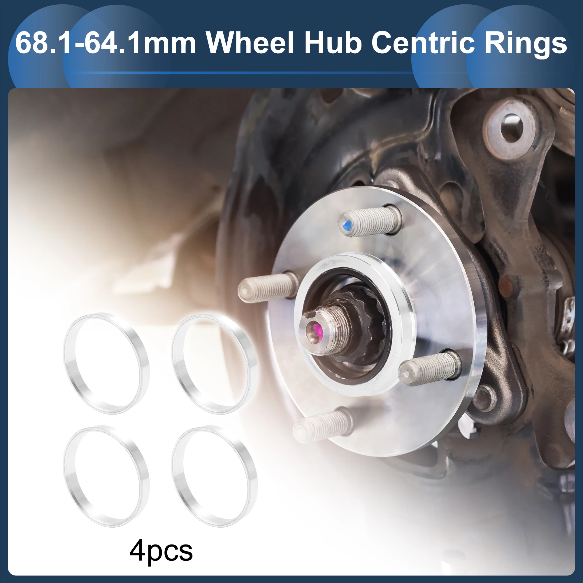 UXCELL 4pcs Car Wheel Hub Centric Ring OD 66.6mm 68.1mm to ID 54.1/56.1/56.6/58.1/59.6mm Wheels Center Shaft Shock Hubrings