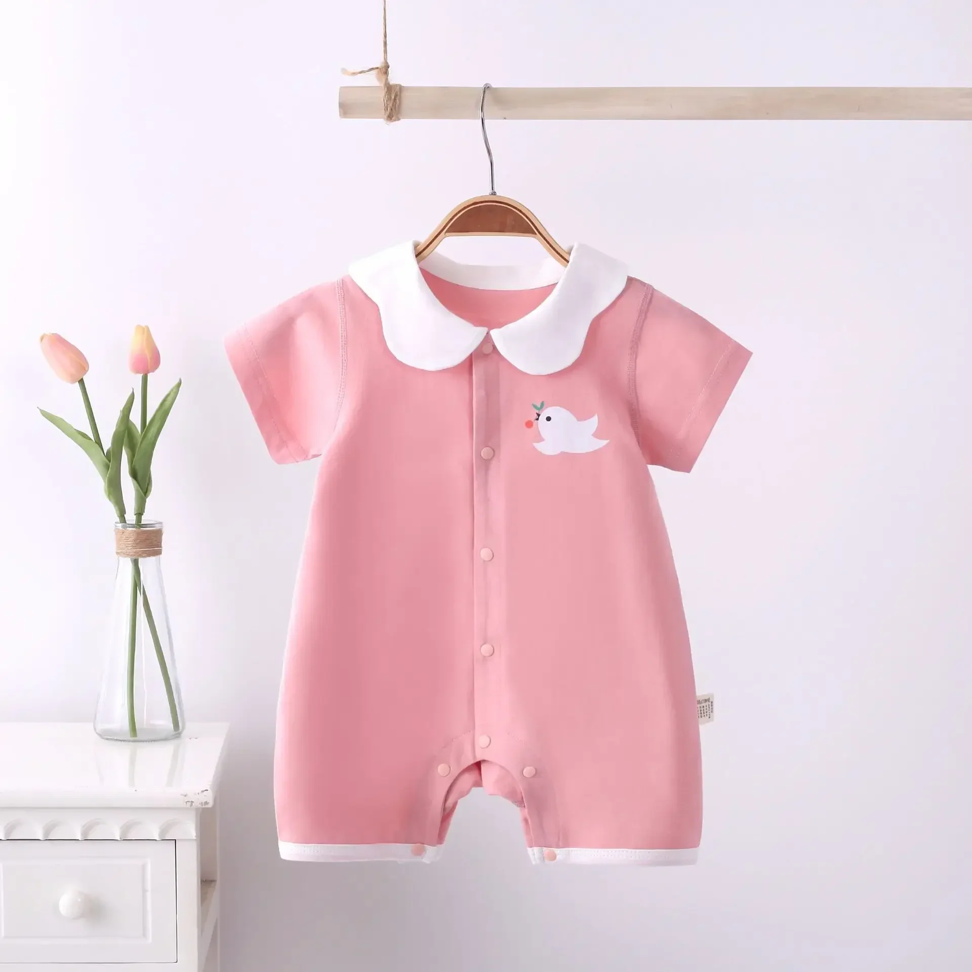 Body und einteilige Babykleidung, Sommer-Overall, kurzärmeliger Strampler für Neugeborene, Pyjama aus 100 % Baumwolle, zum Ausgehen, Krabbeln
