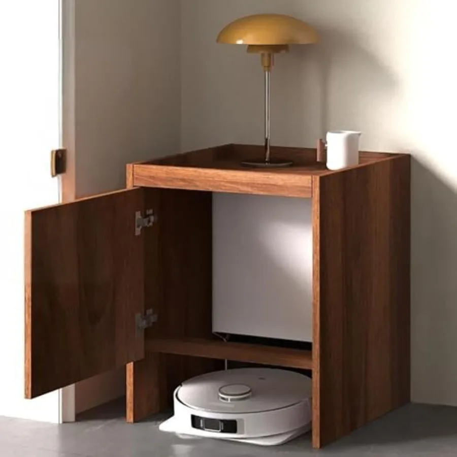 Robot Vacuum Stand CabinetStorage Cabinet with Doors and Drawers for Robot Vacuum Cleaner Wood Bathroom Cabinet Side Table for