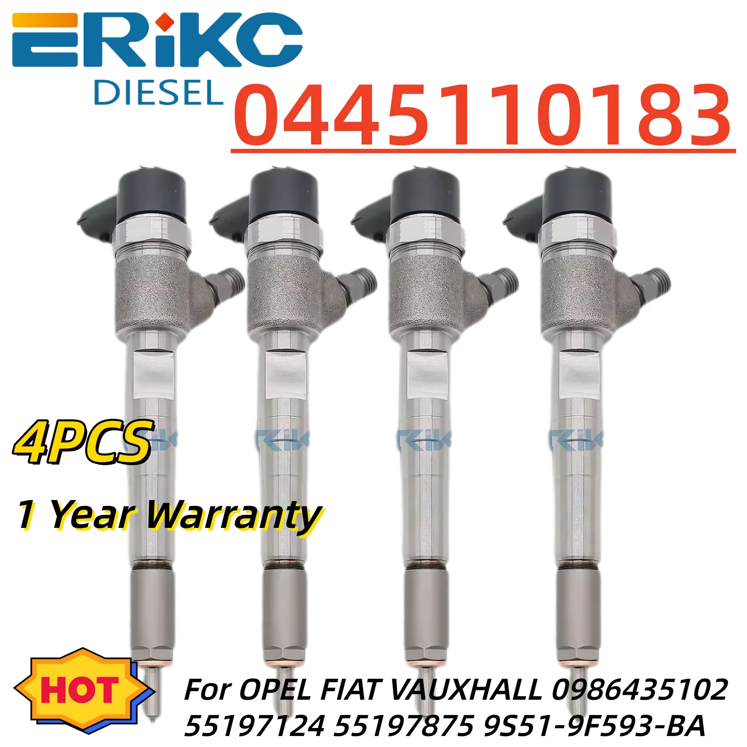 

4 шт. 0 445 110 183 форсунка дизельного топлива 0445110183 для OPEL FIAT VAUXHALL 0986435102 55197124 55197875 9S51-9F593-BA