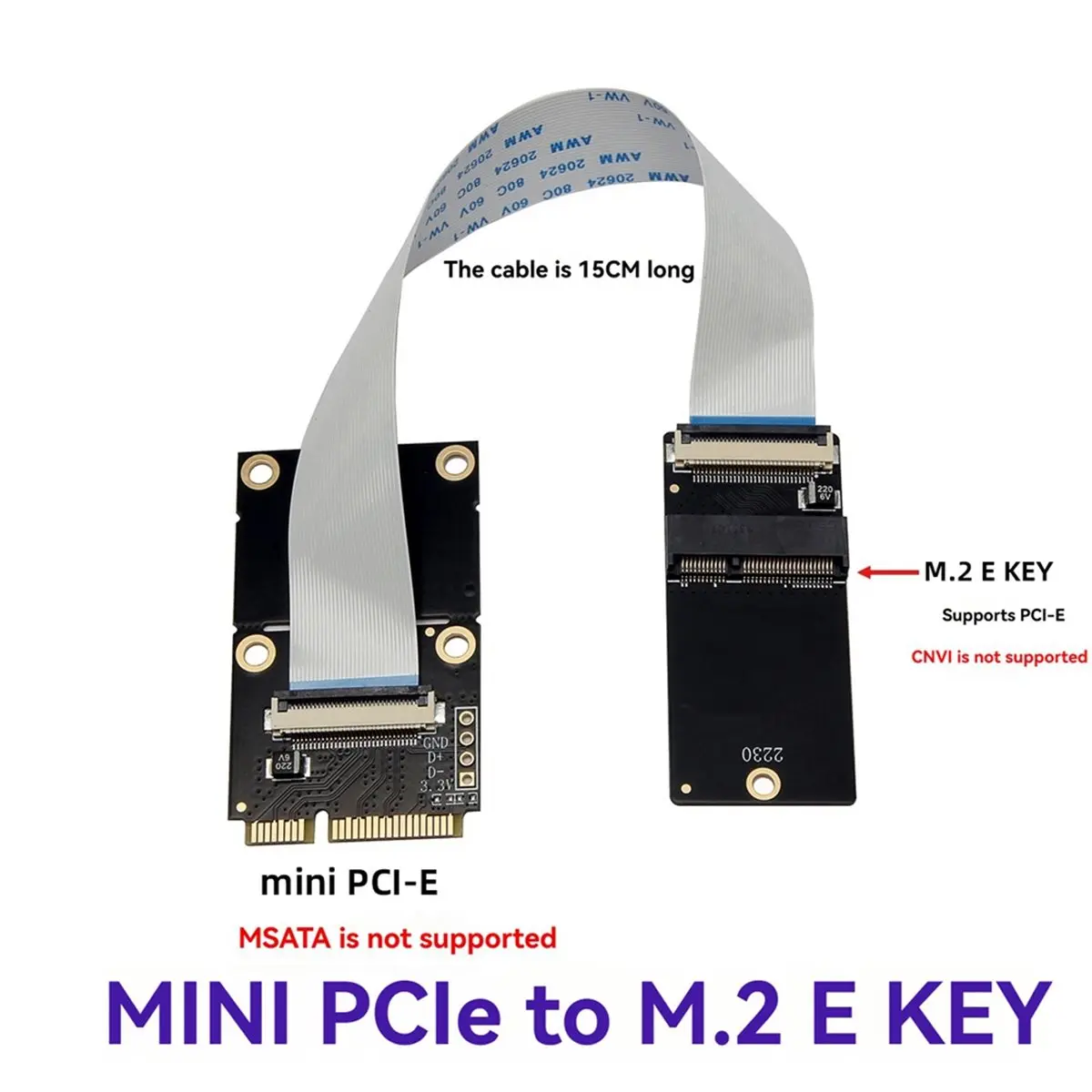 618 Mega Sale NGFF M.2 Key E Interface to Mini PCI-E Adapter Card Extension Cable with FPC Cable for Wifi Bluetooth Module