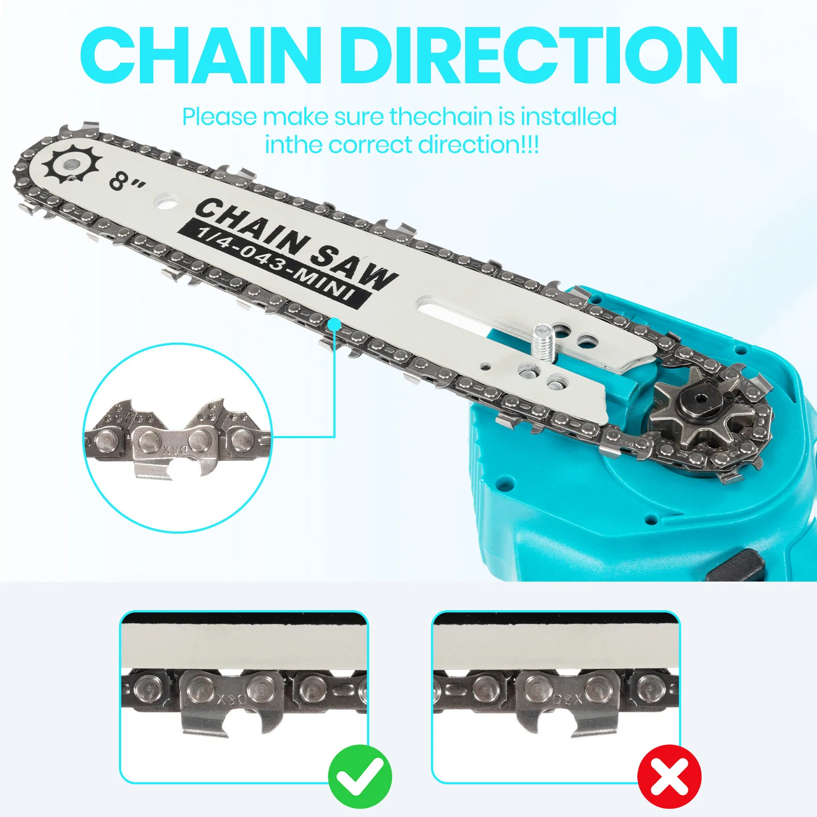 8 Inch Chainsaw Chains Replacement 1/4
