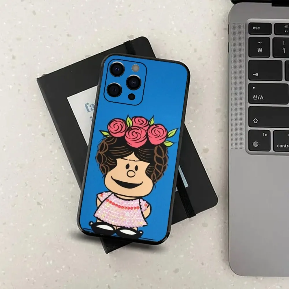 Cute M-Mafalda-a Cartoon Phone Case For Apple iPhone 15,14,13,12,11,Pro,X,XS,Max,XR,Plus,Mini Soft Black Cover