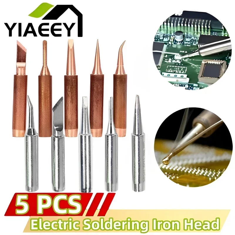 5pcs Pure Copper Lead-Free 900M-T-K Soldering Iron Tip Soldering Iron Tip for Soldering Rework Station Soldering Tools