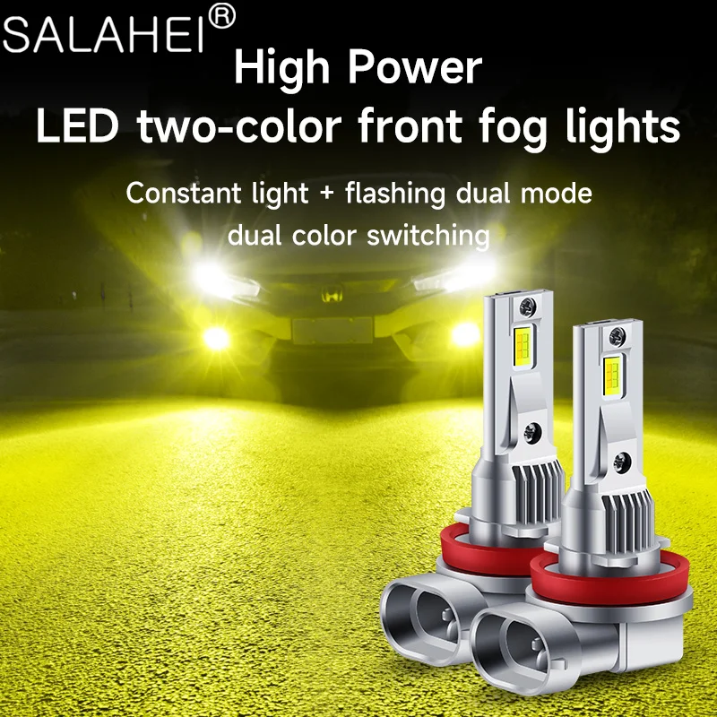 

2PC Car Flash Strobe White Yellow Switchback Dual Color Light H8 H11 LED 9006 HB4 9145 H10 CANBUS LED Fog Light DRL Driving Lamp