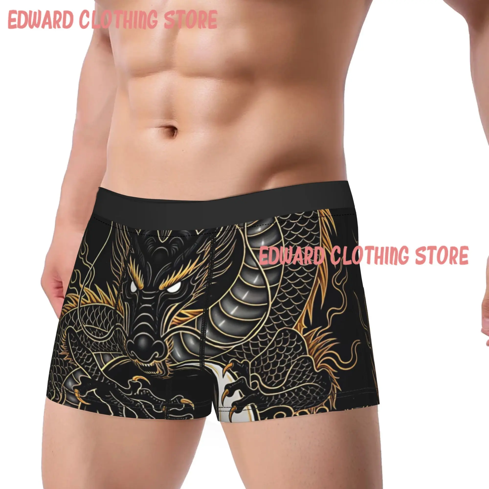Chinese Dragon Yin Yang Tai Chi Diagram Underwear  Male Shorts Briefs Sexy Soft Boxer Shorts Trenky Design Large Size Panties