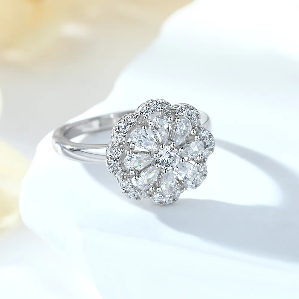 MuShan Jewelry 925 Sterling Silver Ring Wedding Band High Carbon Diamond Christmas Gift Luxury Style Women Rings Fine Jewelry