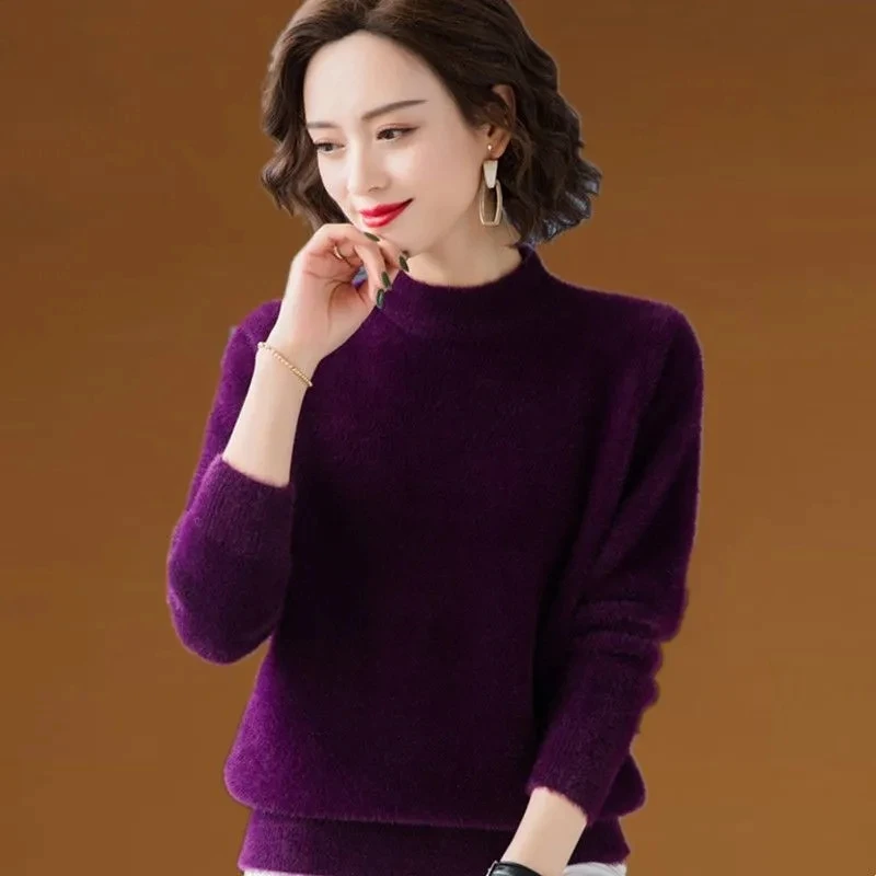 

Mink Cashmere Sweater Primer Shirt Knitting Ladies Ladies Coat New Autumn And Winter Women's Blouse Temperament Sweater Top