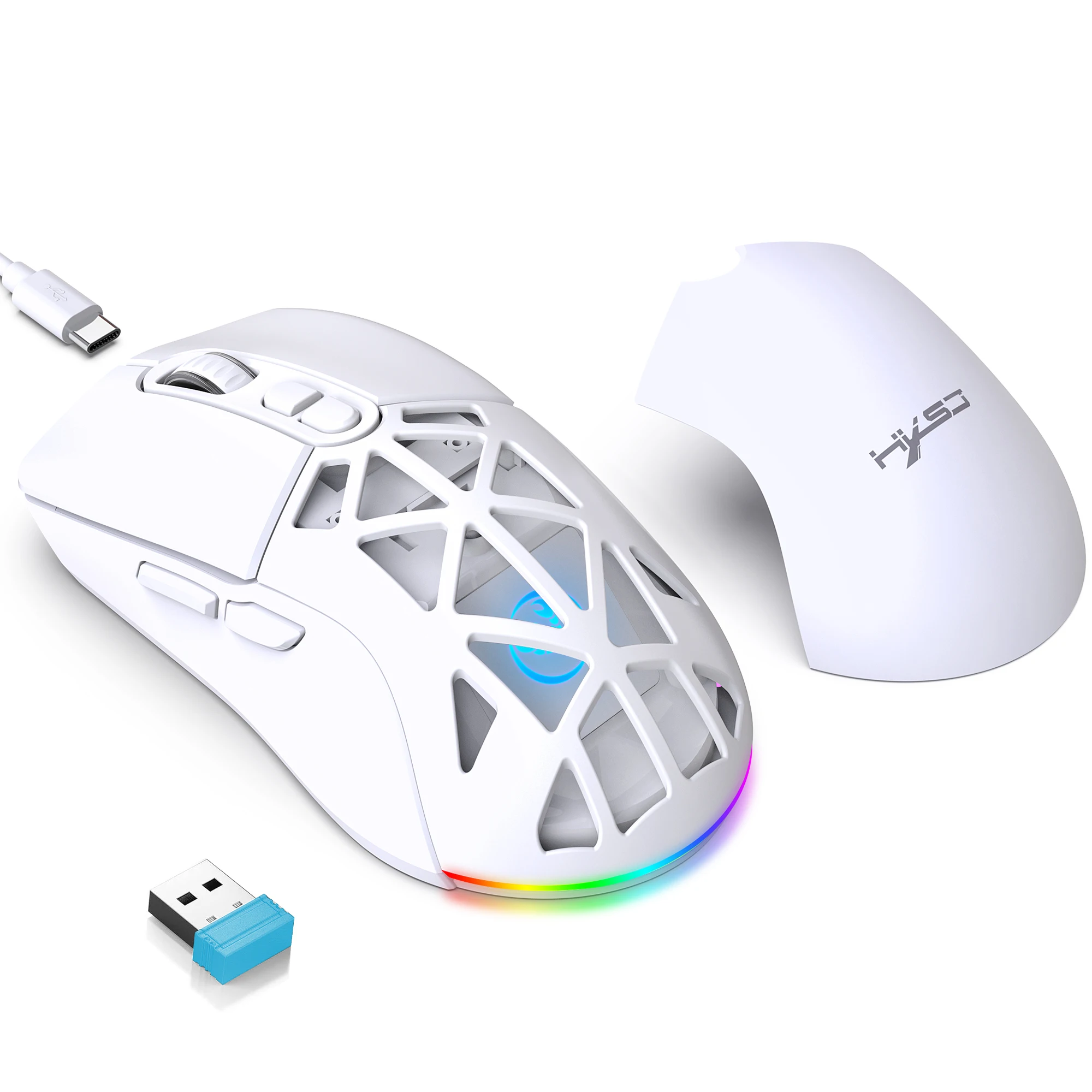 2 Modes Bluetooth Gaming Mouse Rechargeable 2.4G USB Wireless RGB Backlight Lightweight Mouse for iPad Tablet Laptop Computer