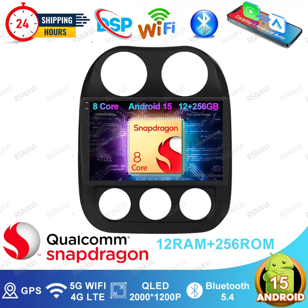

Android 15 Car Radio For JEEP Compass Patriot 2011 2012- 2016 2017 360 Camera NO 2DIN Snapdragon WIFI+4G Head Unit RDS Systems