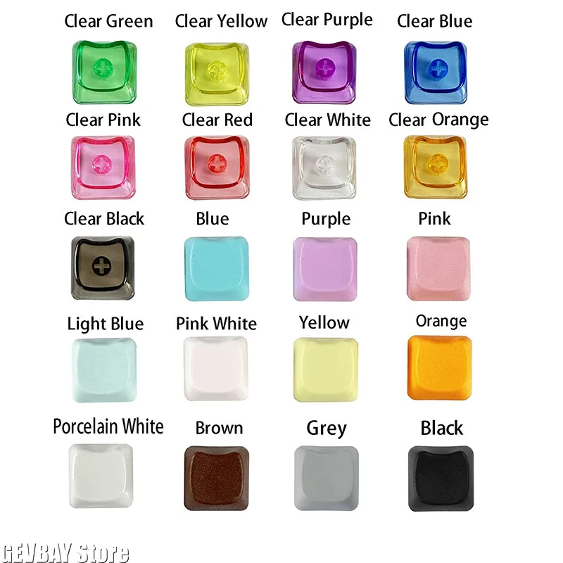 10pcs Transparent Cat Head MX Cross Translucent Keycaps Personalized Multi-color for Mechanical Keyboard