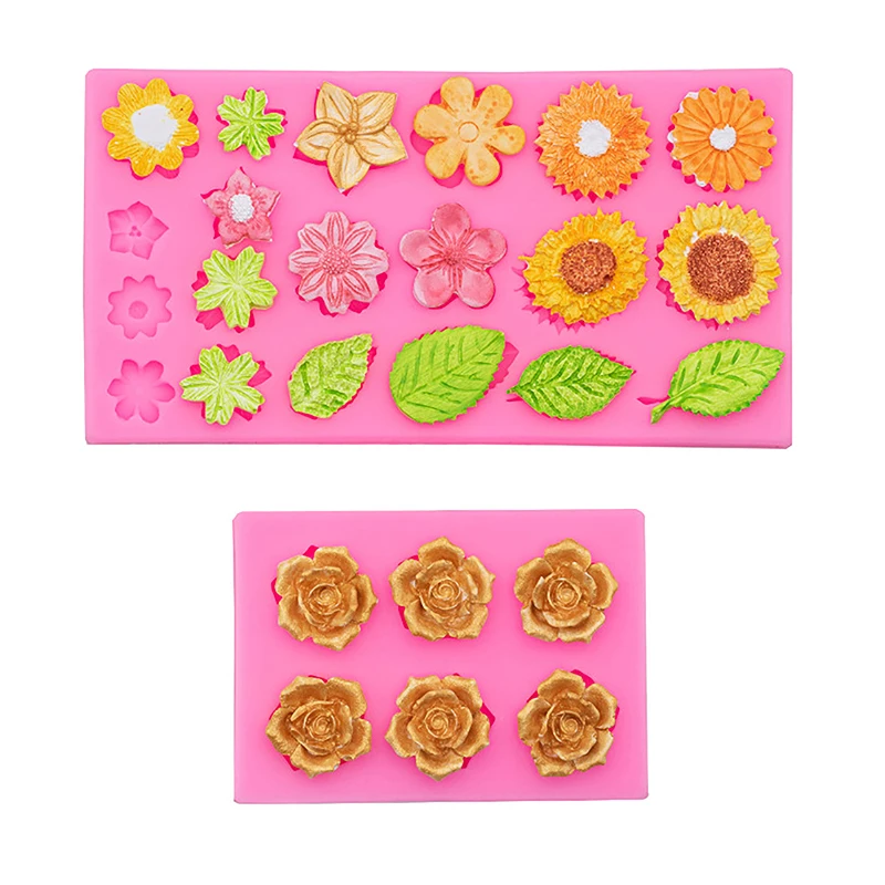 Rose Flower Leaves Silicone Molds DIY Candy Jelly Bakeware For Kids Cupcake Fondant Gummy Molds Cake Baking Decorating Mold