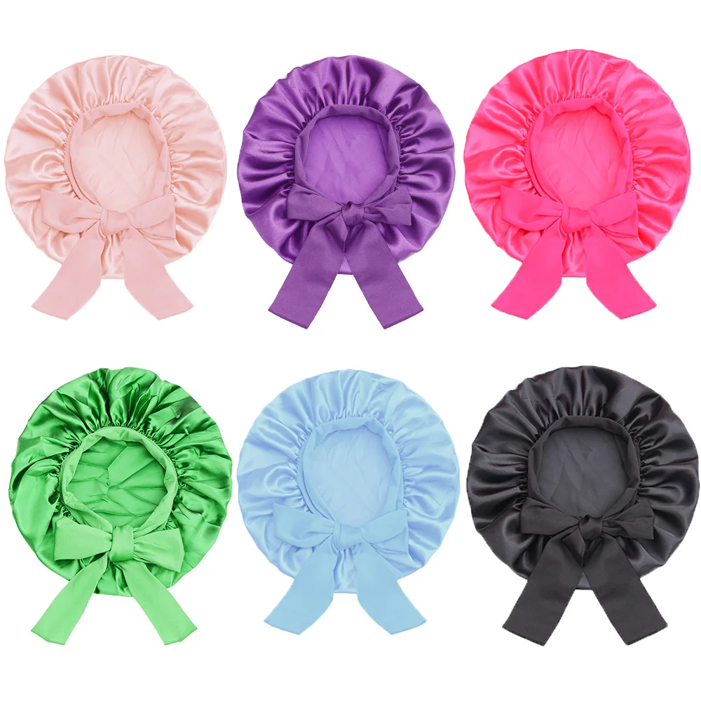 Silky Satin Hair Bonnet with Long Tie Straps, Wide Band Sleep Bonnet for Curly Hair Protection, Night Sleep Cap