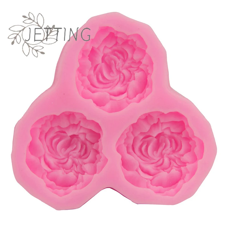 Hot 1PC Peony Flower Silicone Mold Wedding Cupcake Topper Fondant Cake Decorating Tool