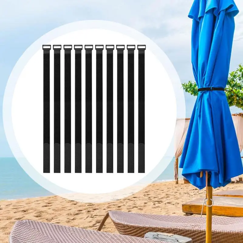 Patio Umbrella Strap 10PCS Adjustable Securing Nylon Tie Strap Reusable Outdoor Umbrella Strap Flexible Umbrella Tie For Garden
