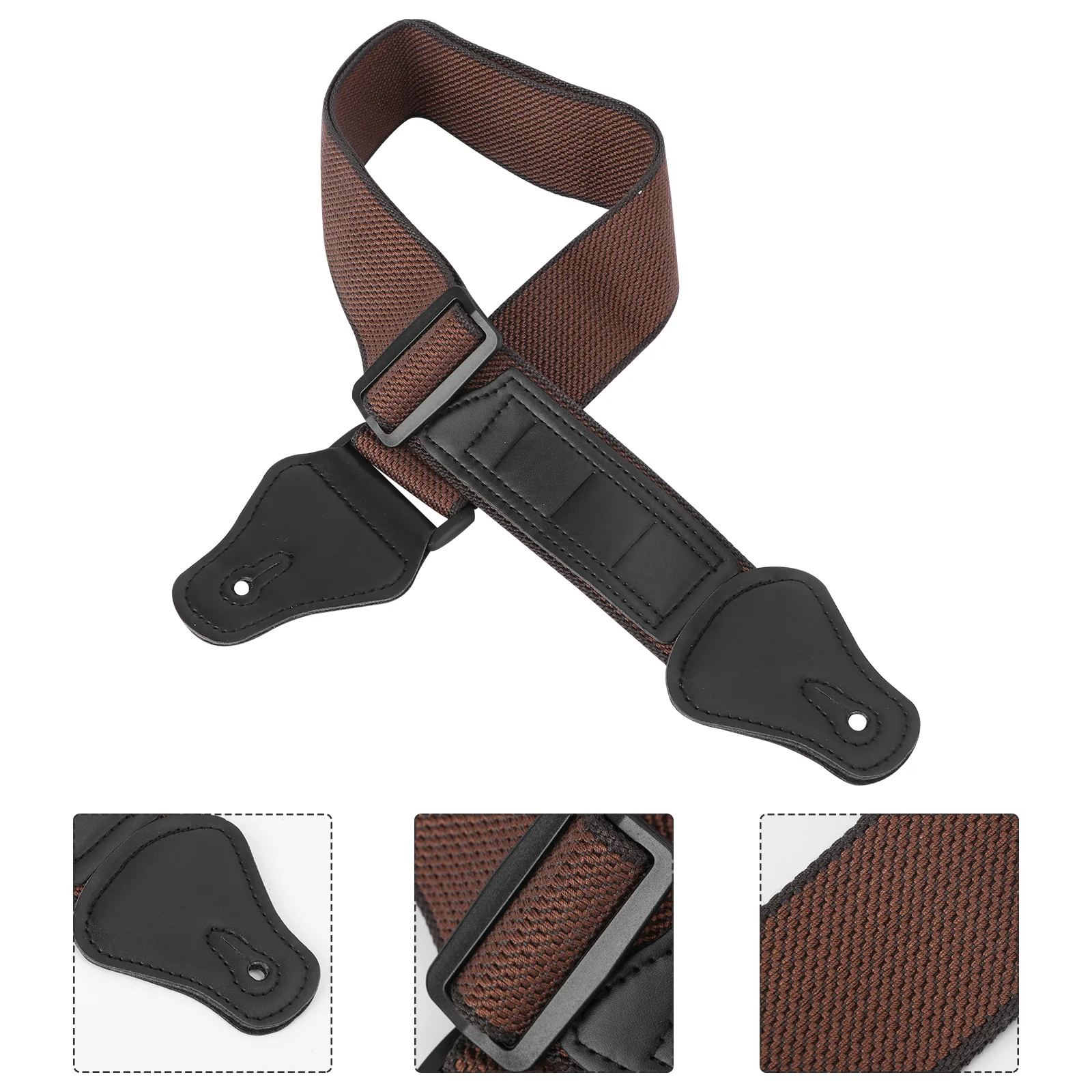 PU Pure Cotton Durable Guitar Strap Acoustic Electric Guitar Strap with Guitar Pick Slot Bass Strap Adjustable Guitar Be