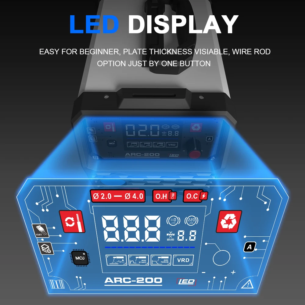 Imagem -03 - Andeli-arc Máquina de Solda com Display Lcd Soldador do Inversor Ferro Equipamentos de Solda Elétrica para Uso Doméstico Igbt 110 v 220v 180a