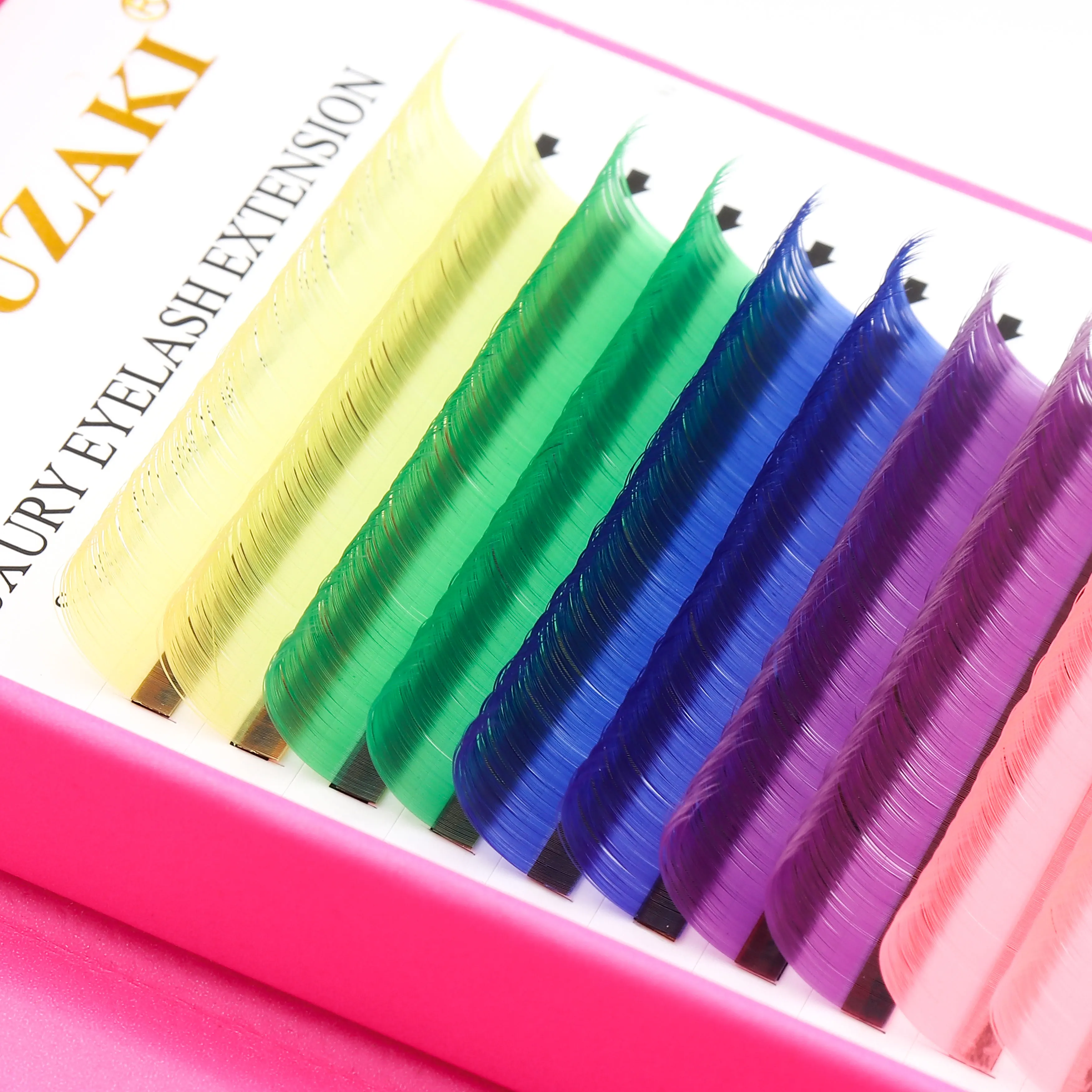 XIUSUZAKI 16 Rows Mixed 8 Colors Rainbow Colored Classic Eyelash Extensions Faux Mink Colorful Individual False Eyelashes Cilios