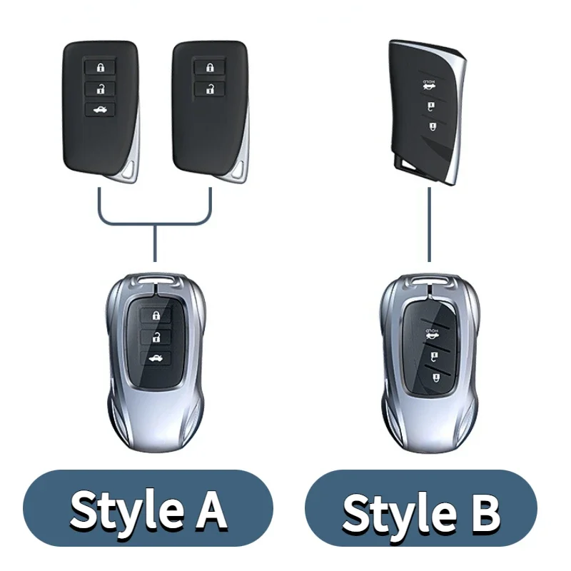 For Lexus ES200 RX300 ES300H NX200 LX570 UX260H Zinc Alloy Silver Car Key Case Keyless Cover Key Shell Car Accessories