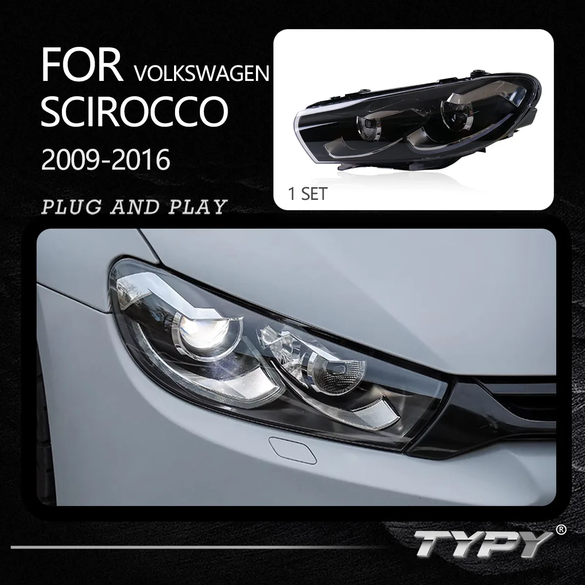 

TYPY Car Headlights For VW Scirocco 2009-2016 LED Car Lamps Daytime Running Lights Dynamic Turn Signals Car Accessories