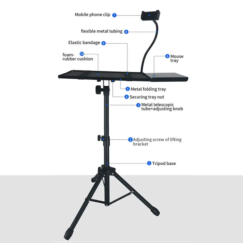 New folding tray projector laptop bracket desktop retractable metal floor tripod