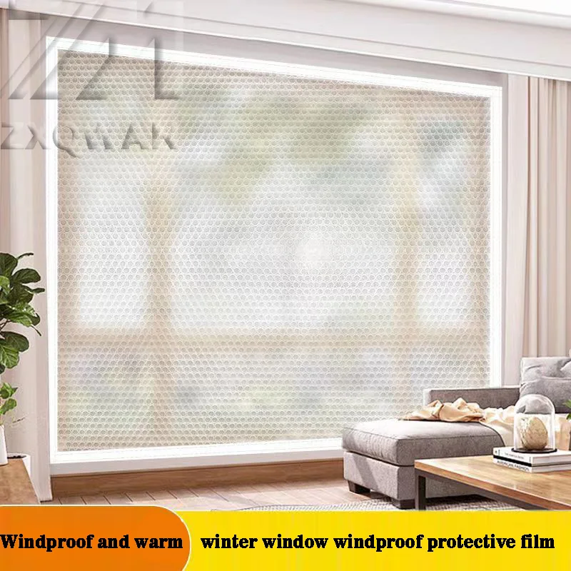 Winter Window Sealing Insulation Film, Warm Plastic Windproof, Double-Layer Cold Proof Bubble Film Easy to Install in Winter
