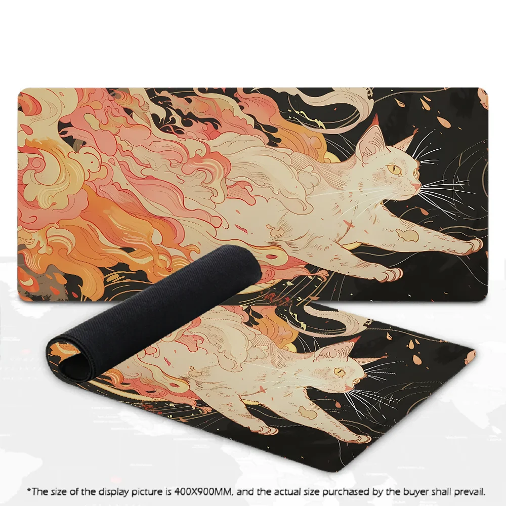 

Японский милый коврик для мыши с изображением огненного кота | Сверхгладкая поверхность с прошитыми краями | Нескользящая резиновая основа для офиса и дома