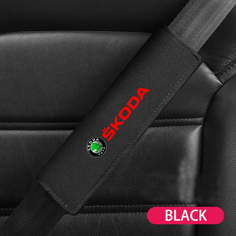 1PC Imitation Deer Leather Car Seat Belt Cover Adult Child Shoulder Protector Padding For Skoda VRS Octavia SUPERB FABIA KAMIQ