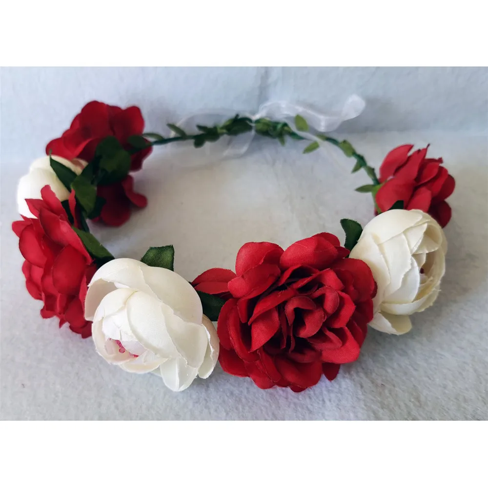 8 Color Fashion Woman Flower Wedding Party Hair Wreath Garland Girls Cloth Flower Headband Red Hair Accessories